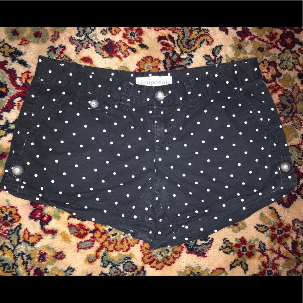Black W/ White Polka Dot Shorts
